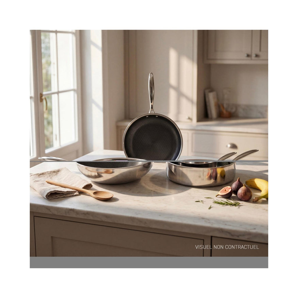 Hera - Wok Triplex Antiadhésive - Noir/Argenté - 2 Tailles