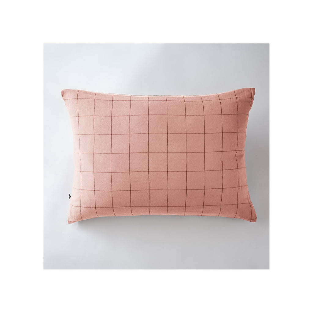 Gaia Match - Taie D'Oreiller - Double Gaze De Coton - Rose Peche