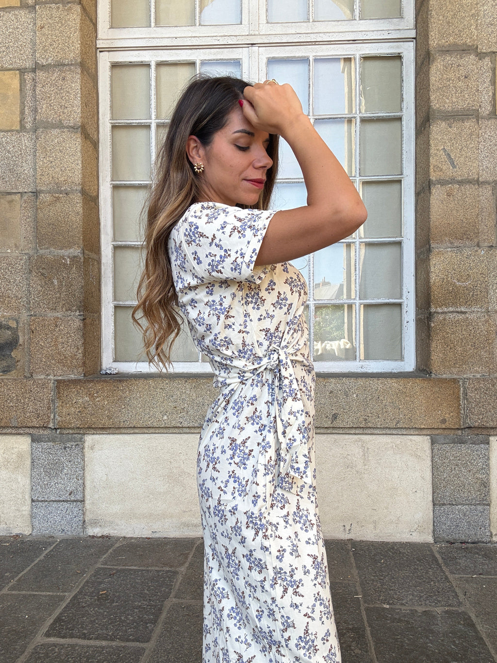 Vestido Largo Lazo Lucia Azul