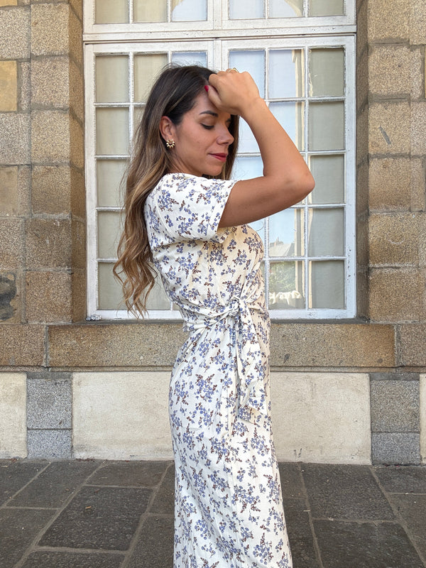 Vestido Largo Lazo Lucia Azul