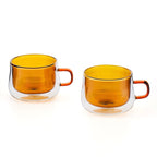 Ambra - Lot De 2 Mugs Double Paroi En Verre - 22Cl - Orange