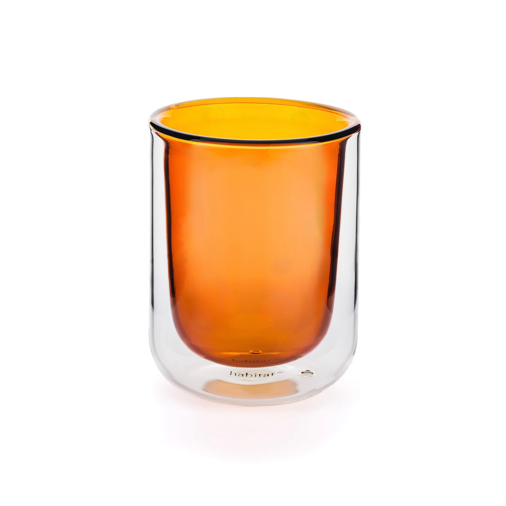 Ambra - Lot De 2 Tasses Double Paroi En Verre - 20Cl - Orange