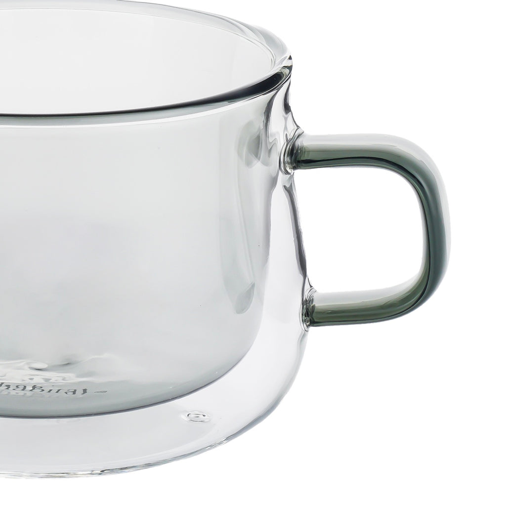 Ambra - Lot De 2 Mugs Double Paroi En Verre - 22Cl - Gris