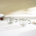 Ambra - Lot De 2 Mugs Double Paroi En Verre - 22Cl - Gris