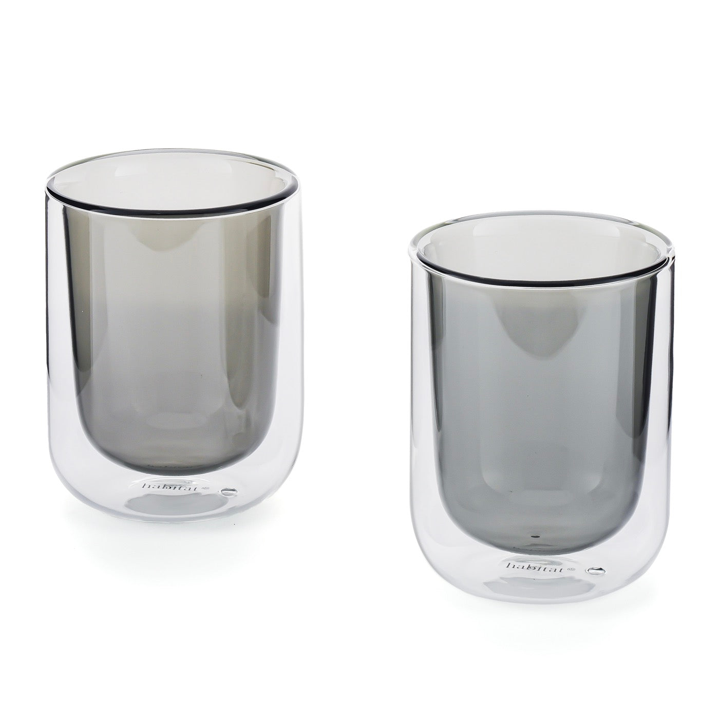 Ambra - Lot De 2 Tasses Double Paroi En Verre - 20Cl - Gris