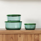 Aloe - Lot De 3 Boîtes De Conservation Rondes En Verre Avec Couvercle - 40/65/95Cl - Vert