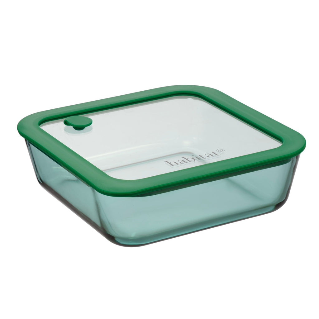 Aloe - Lot De 3 Boîtes De Conservation Carrées En Verre Avec Couvercle Silicone - 32/52/80Cl - Vert