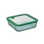 Aloe - Lot De 3 Boîtes De Conservation Carrées En Verre Avec Couvercle Silicone - 32/52/80Cl - Vert