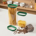 Aloe - Lot De 3 Bocaux De Conservation Alimentaire En Verre Avec Couvercle Silicone - 60/130/200Cl - Vert/Transparent