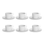 Solène - Lot De 6 Tasses À Café Avec Soucoupes - 12Cl - Blanc