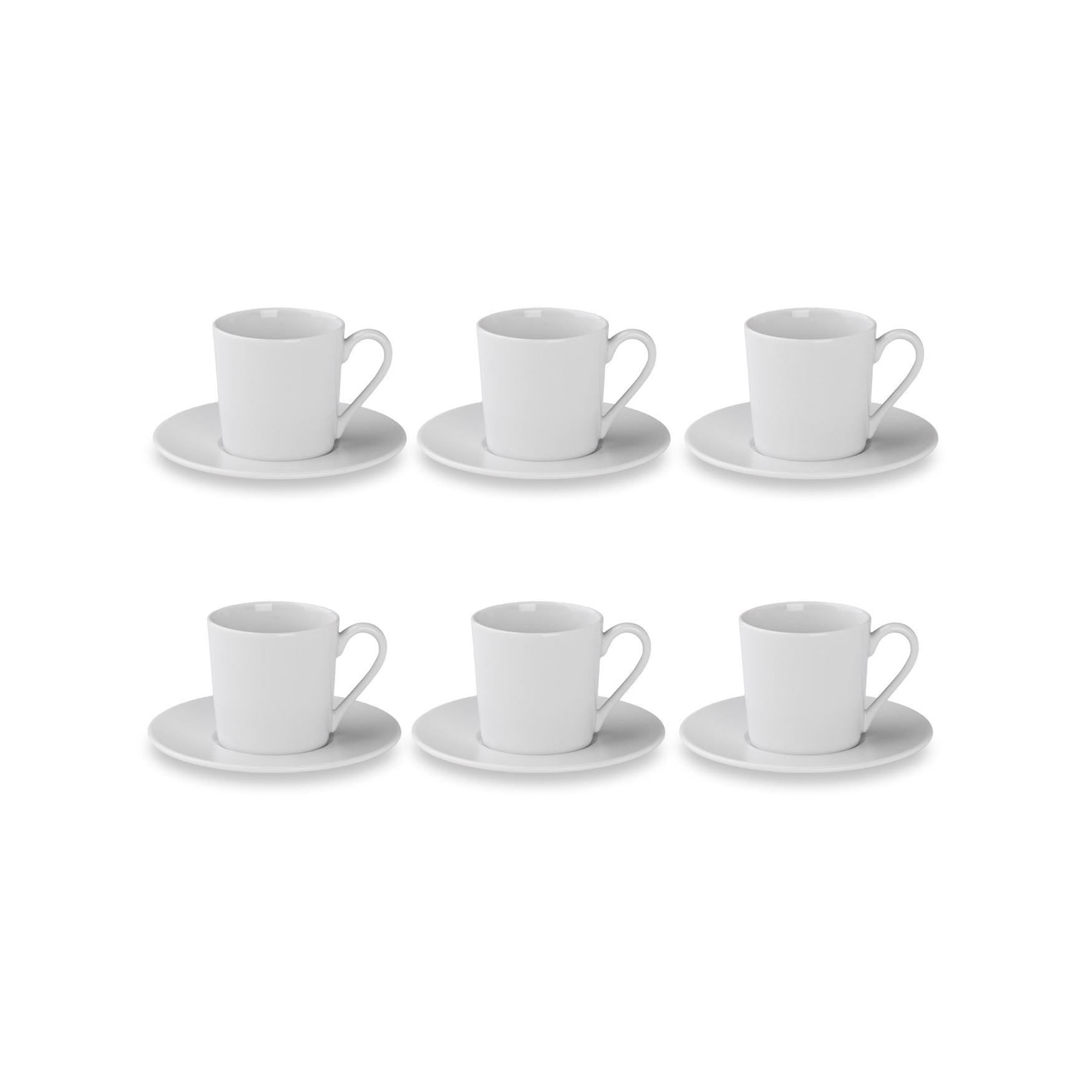 Solène - Lot De 6 Tasses À Thé Avec Soucoupes - 22Cl - Blanc