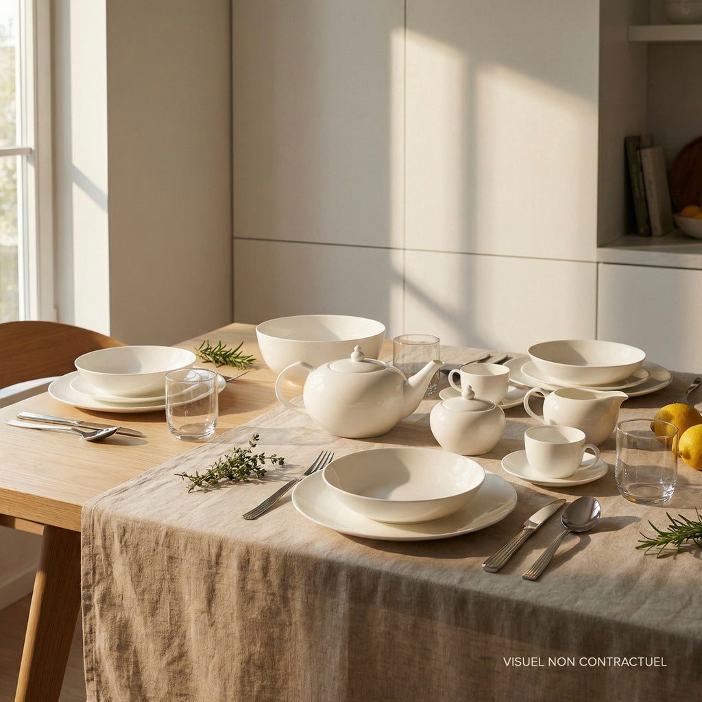 Taidu Ii - 6 Assiettes Plates En Bone China - 26,7Cm - Blanc