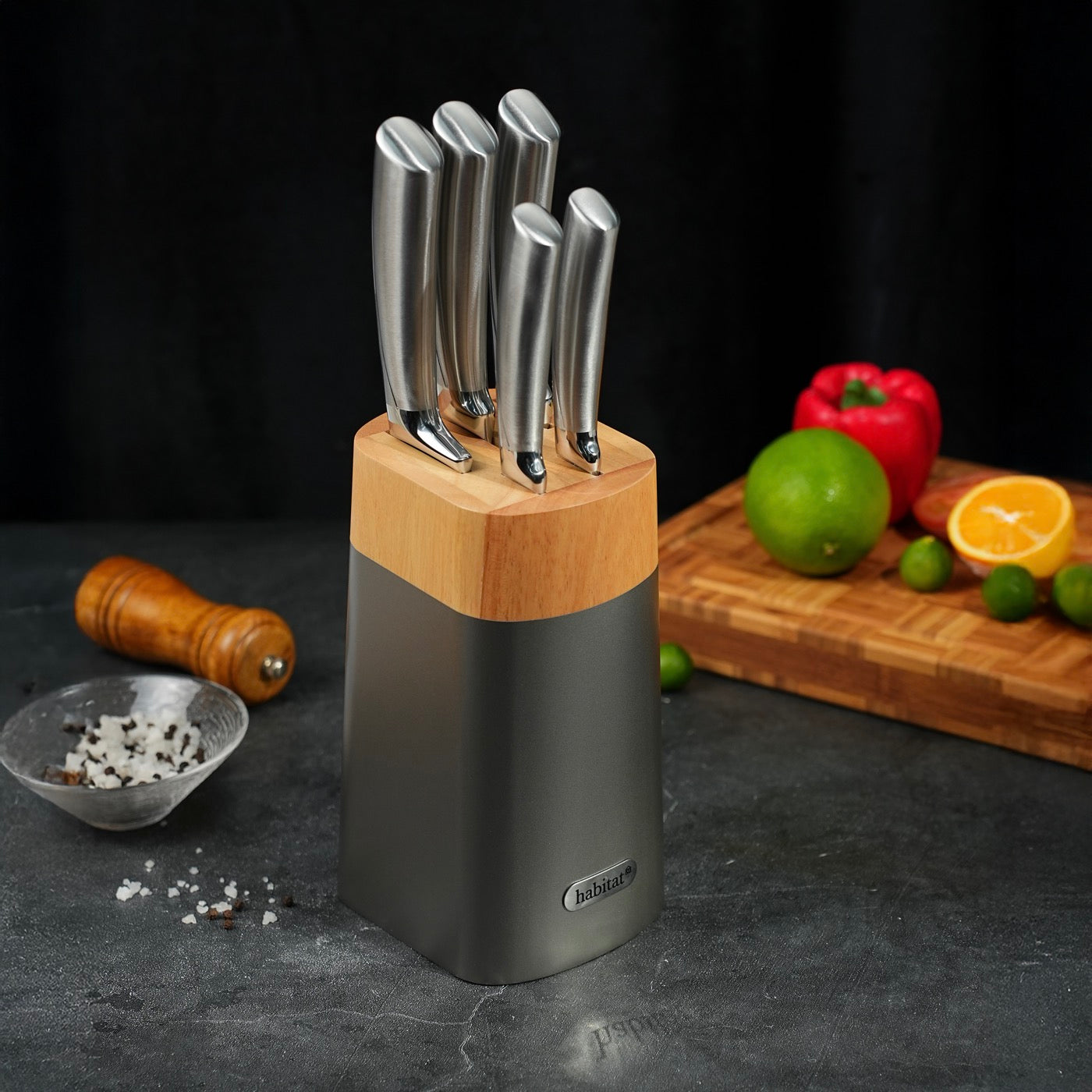 Élixir - Bloc De 5 Couteaux En Inox - Argenté