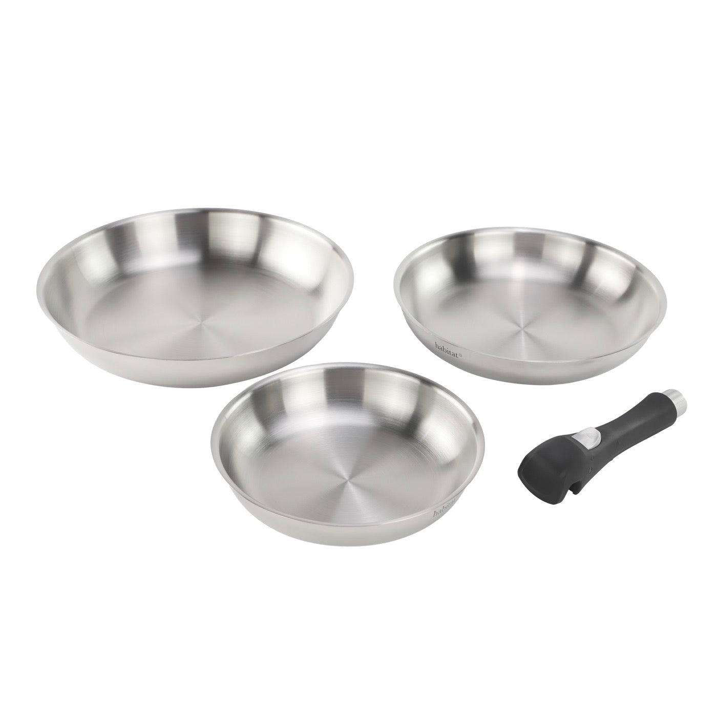 Épure Amovible - 3 Poêles - 20/24/28Cm Amovible Inox 18/8 Induction - Argenté