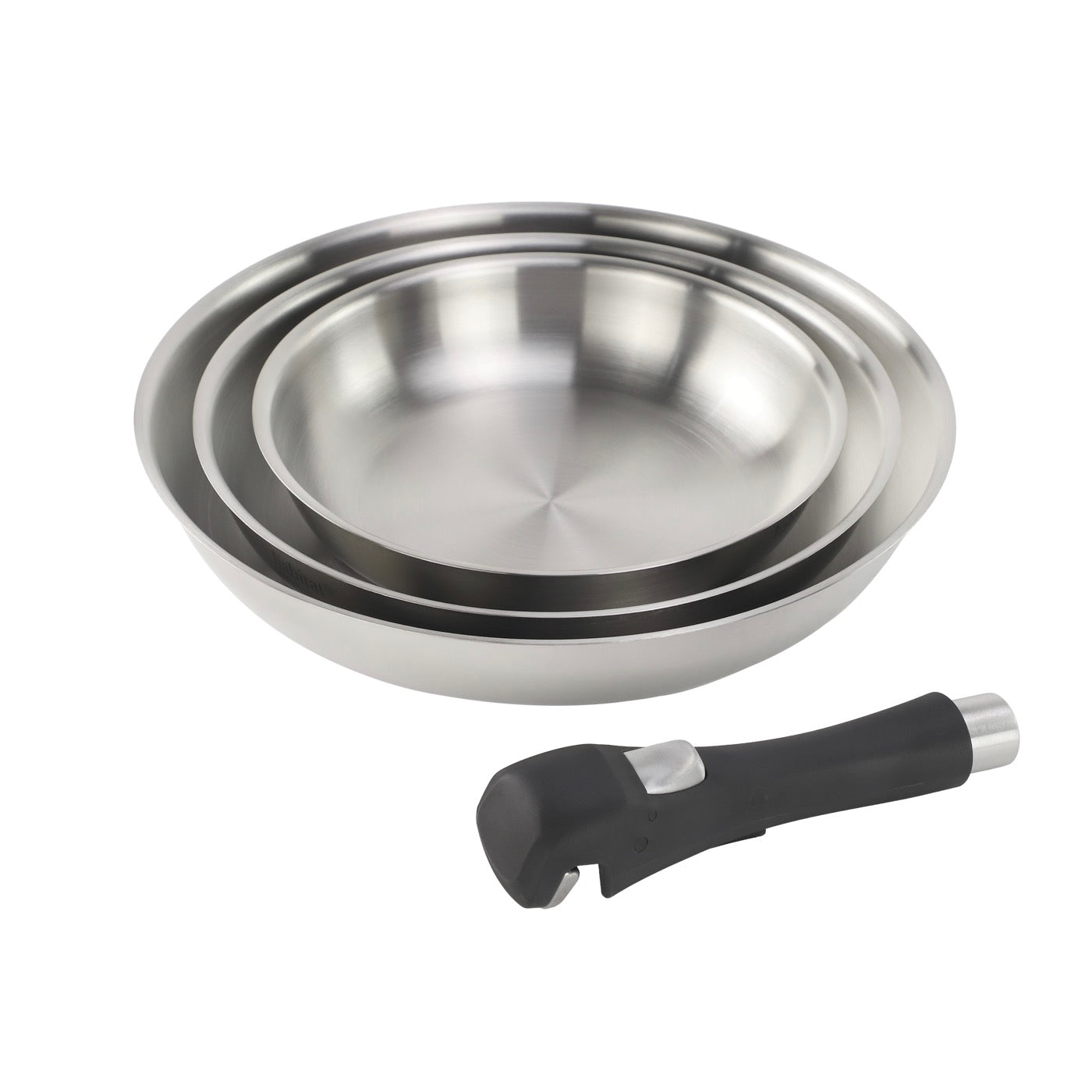 Épure Amovible - 3 Poêles - 20/24/28Cm Amovible Inox 18/8 Induction - Argenté
