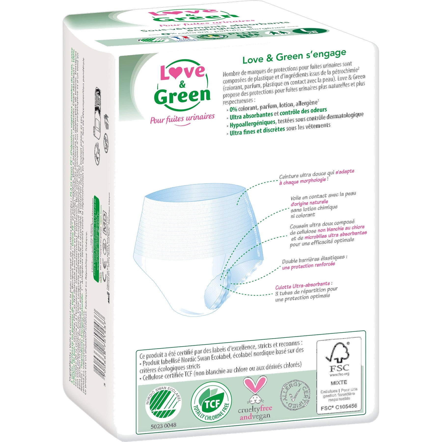 Adult Hypoallergenic and Eco-Friendly Absorbent Underwear Plus "Size L" X8