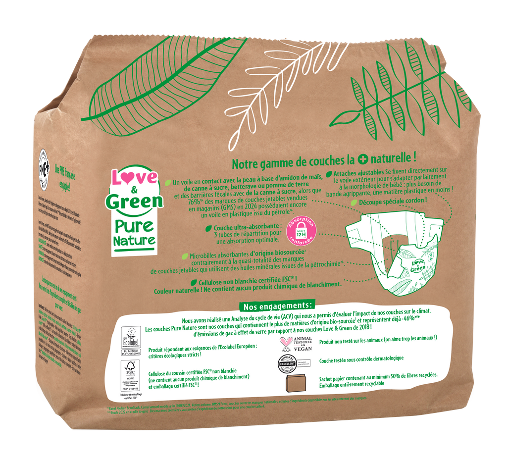 Pure Nature Pañales Hipoalergénicos Y Ecológicos Sin Blanquear T1 X 32