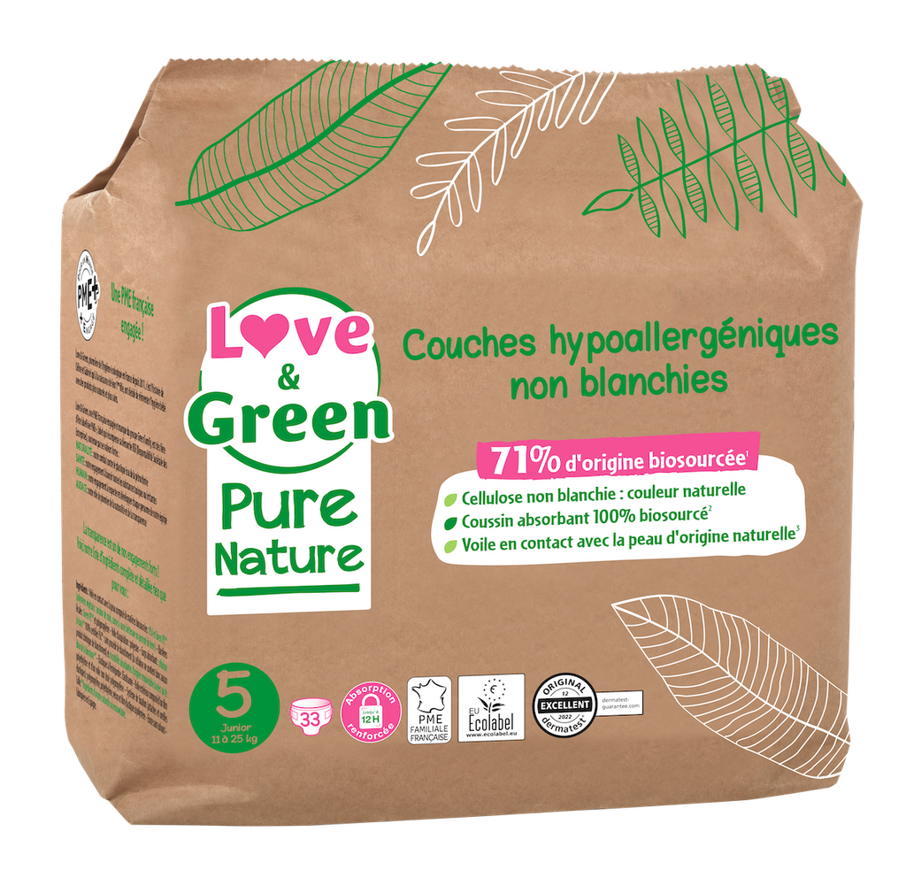 Pure Nature Hypoallergenic And Eco-Friendly Unbleached Nappies Size 5 X 33