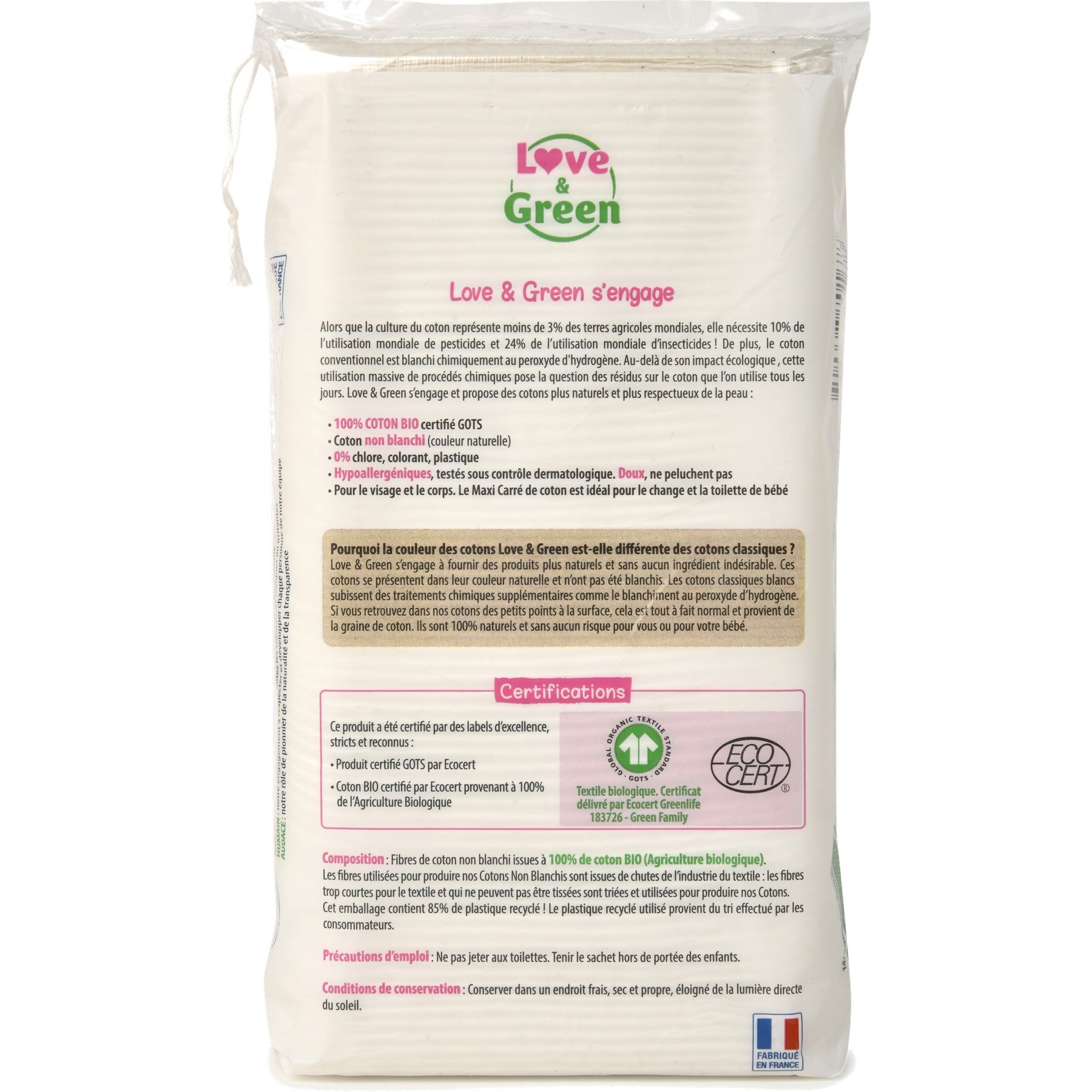Maxi Cuadrados Hipoalergénicos 100% Algodón Bio No Blanqueados - 70 Algodones