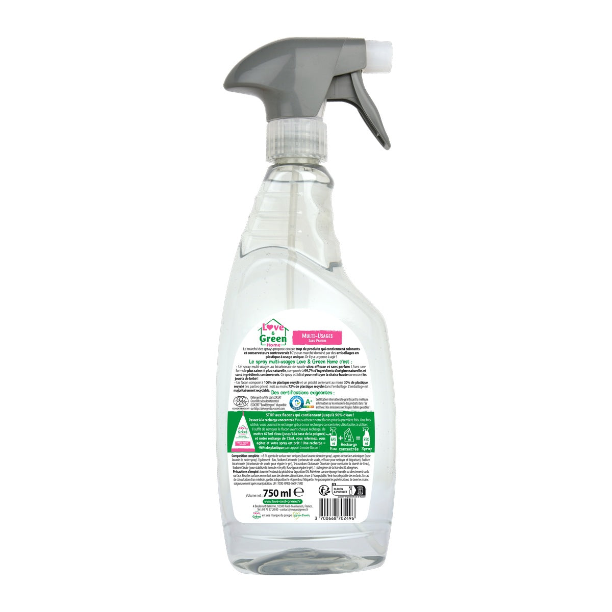 Home Spray Multi-Usage Rechargeable Et Sans Parfum Hypoallergénique - 750Ml