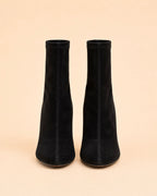 Roma Ankle Boot In Black Stretch Suede