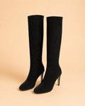 Bota alta Raven de ante elástico negro