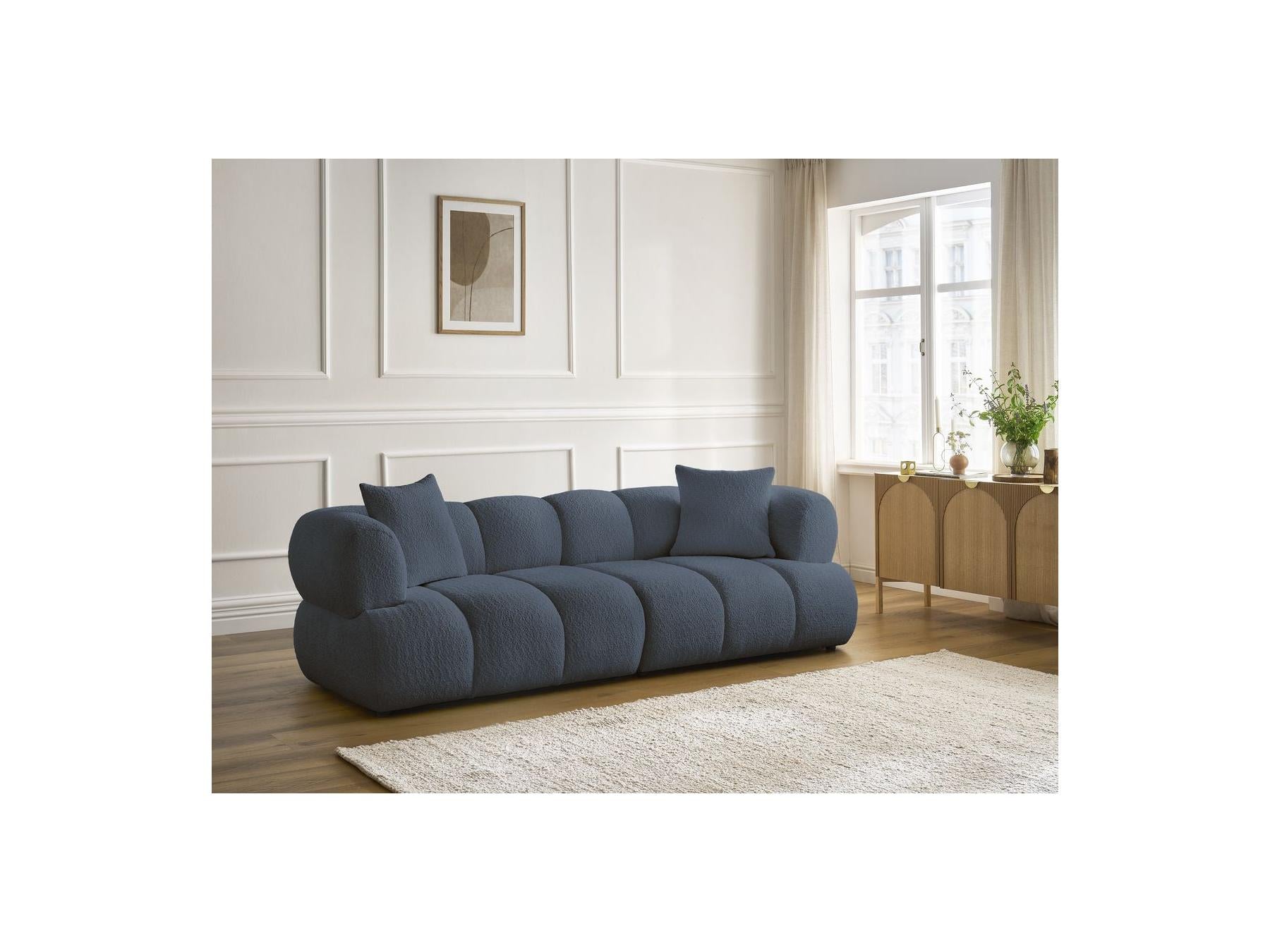 Pamira - Fixed Straight 3-Seater Sofa - Bouclé Fabric