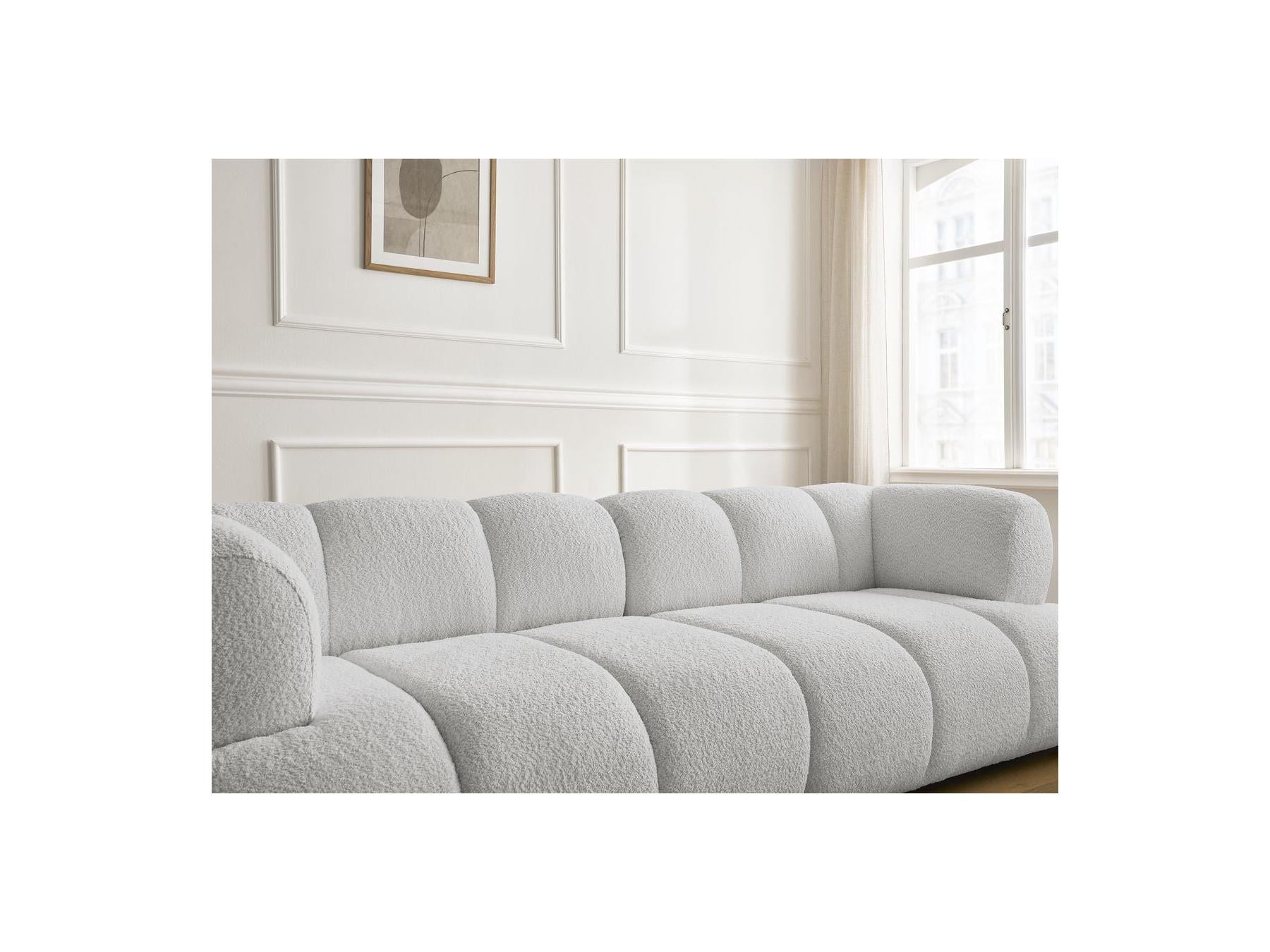 Pamira - Fixed Straight 3-Seater Sofa - Bouclé Fabric