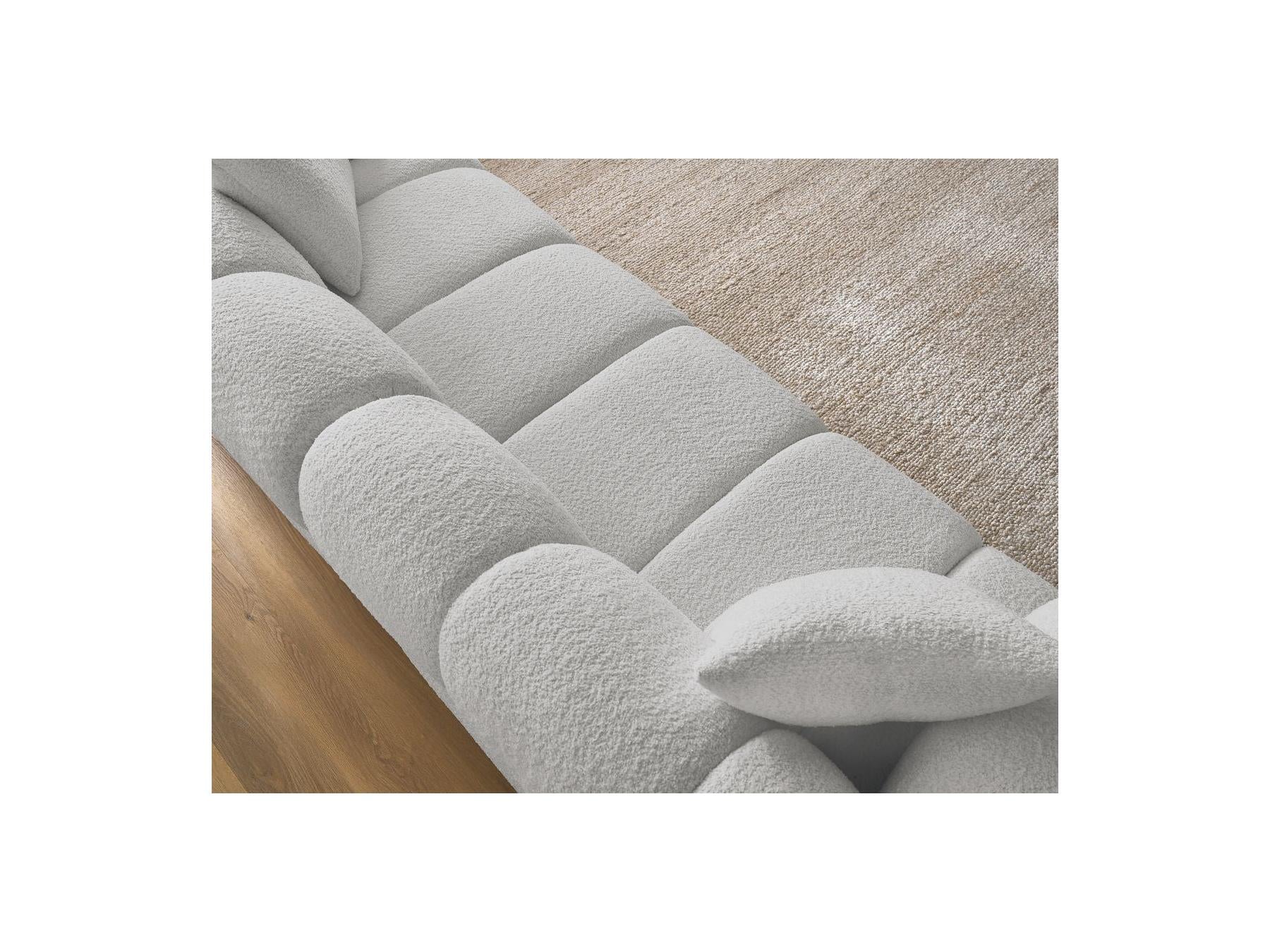 Pamira - Fixed Straight 3-Seater Sofa - Bouclé Fabric