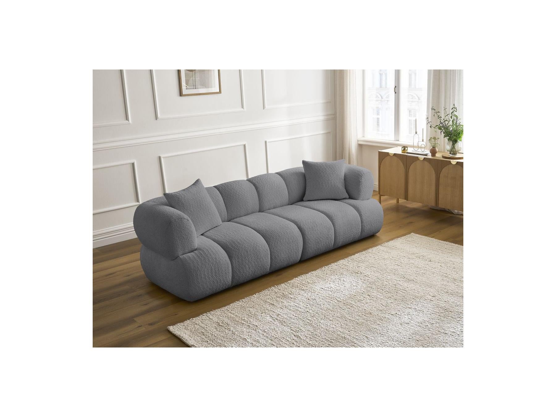 Pamira - Fixed Straight 3-Seater Sofa - Bouclé Fabric
