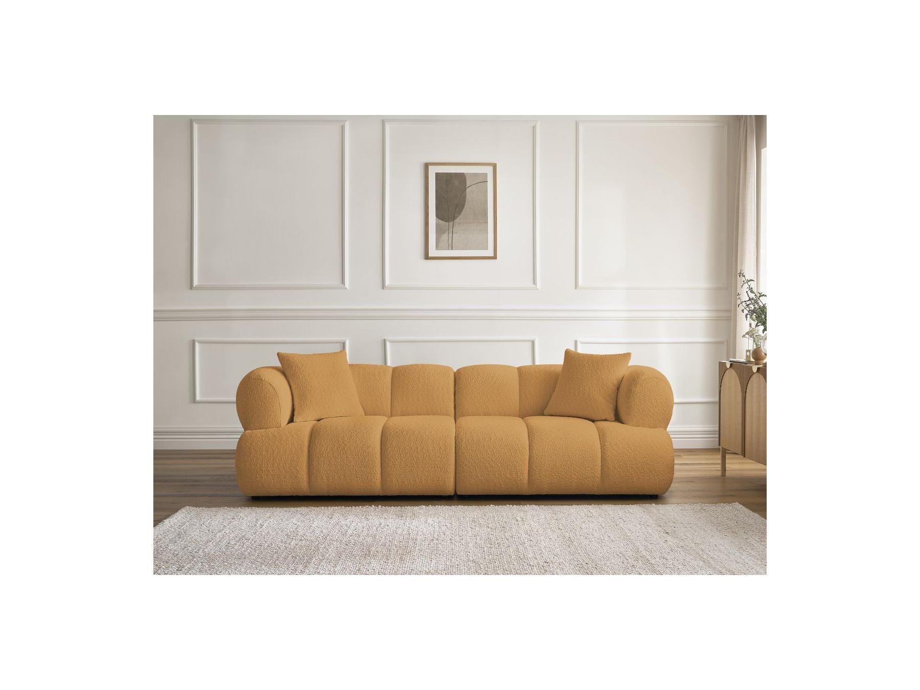 Pamira - Fixed Straight 3-Seater Sofa - Bouclé Fabric