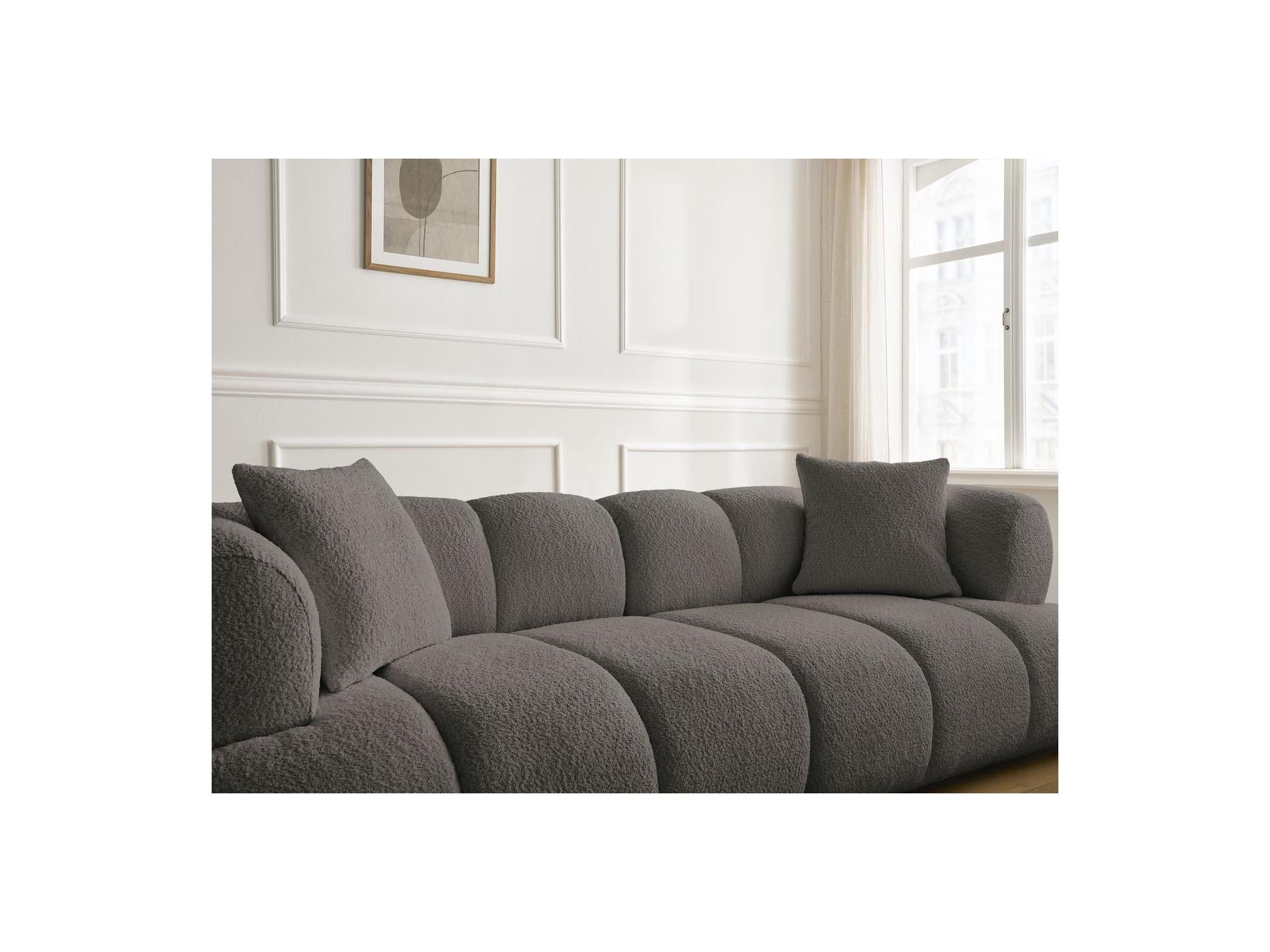 Pamira - Fixed Straight 3-Seater Sofa - Bouclé Fabric