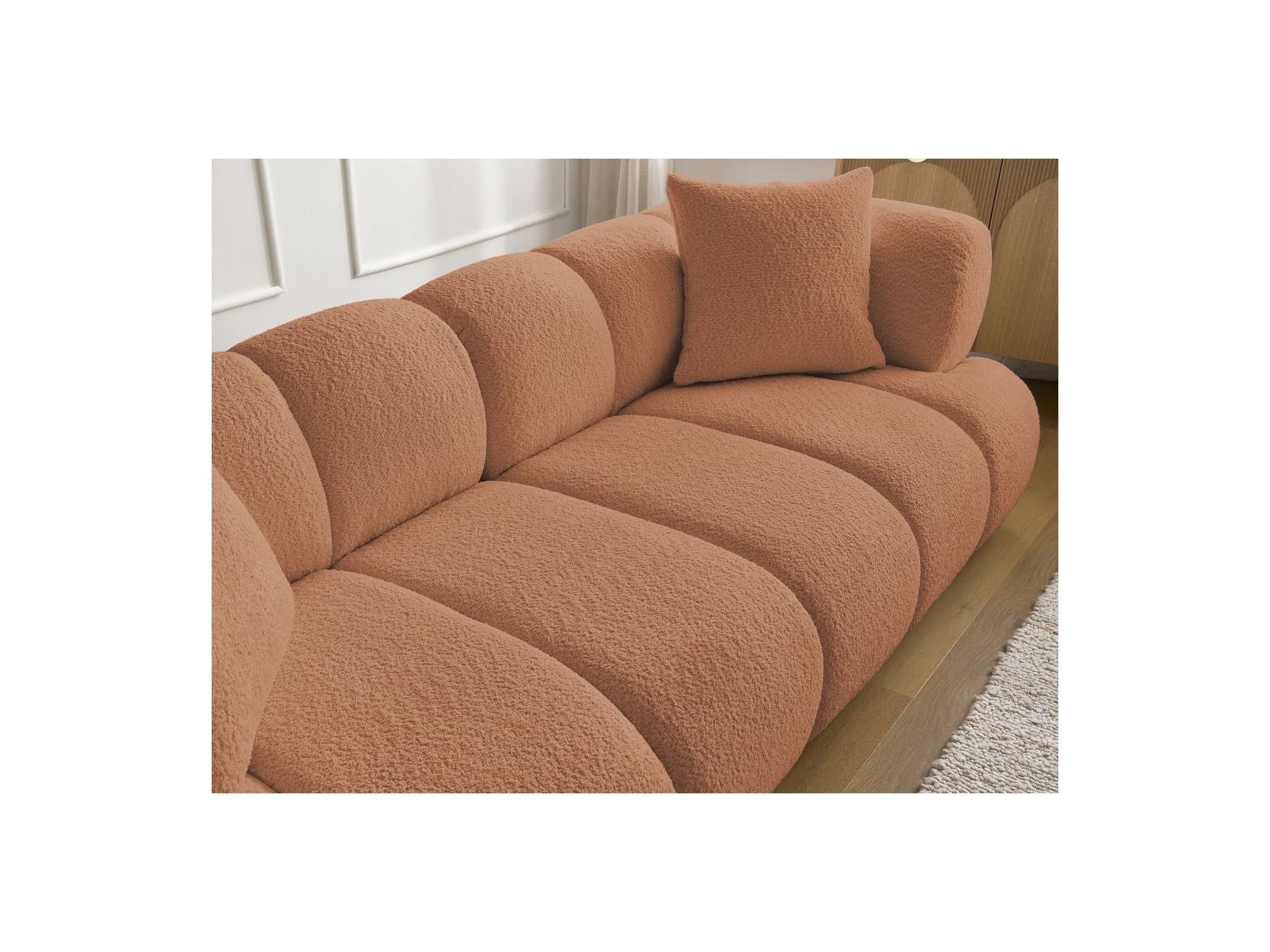 Pamira - Fixed Straight 3-Seater Sofa - Bouclé Fabric