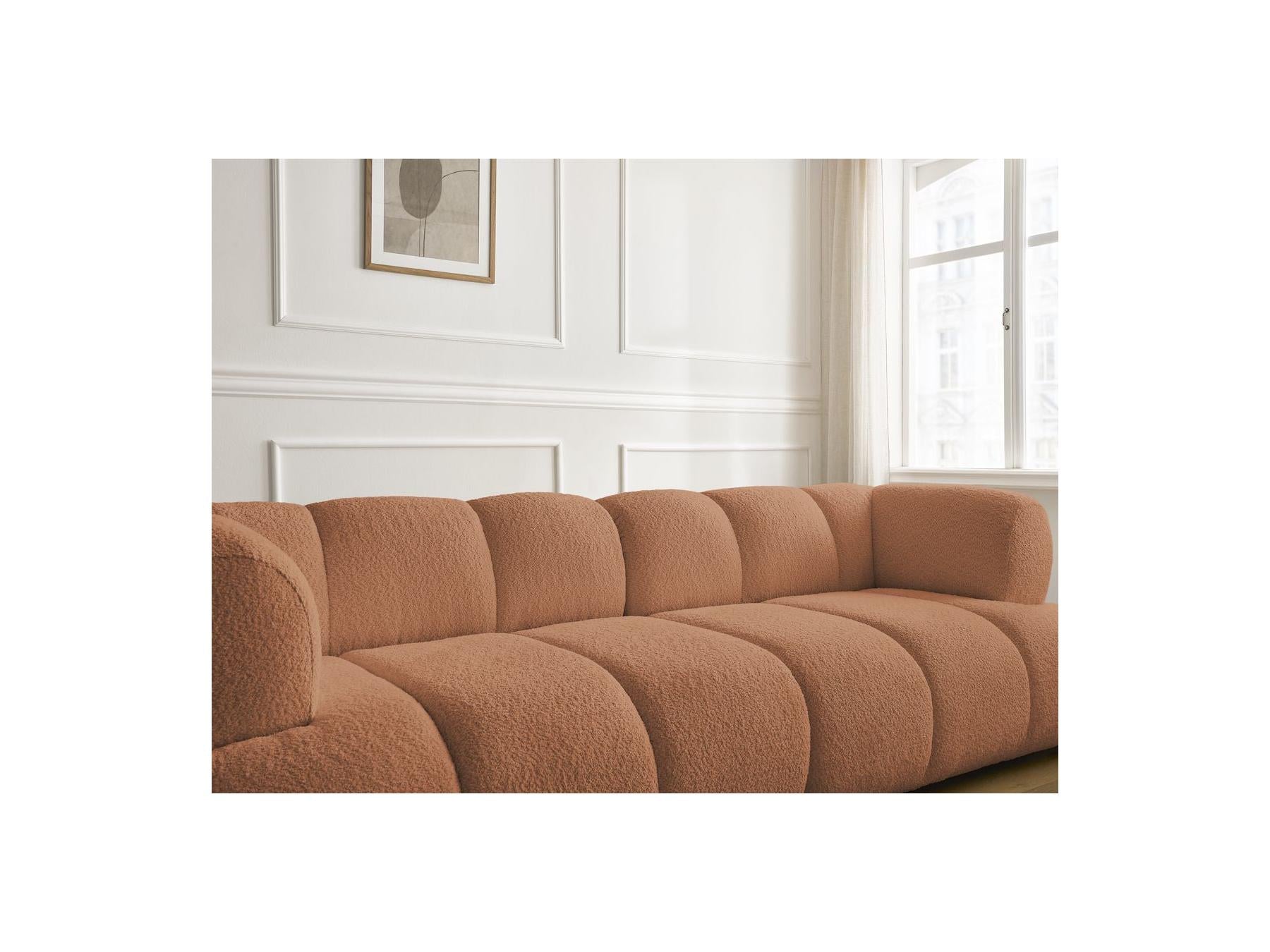 Pamira - Fixed Straight 3-Seater Sofa - Bouclé Fabric