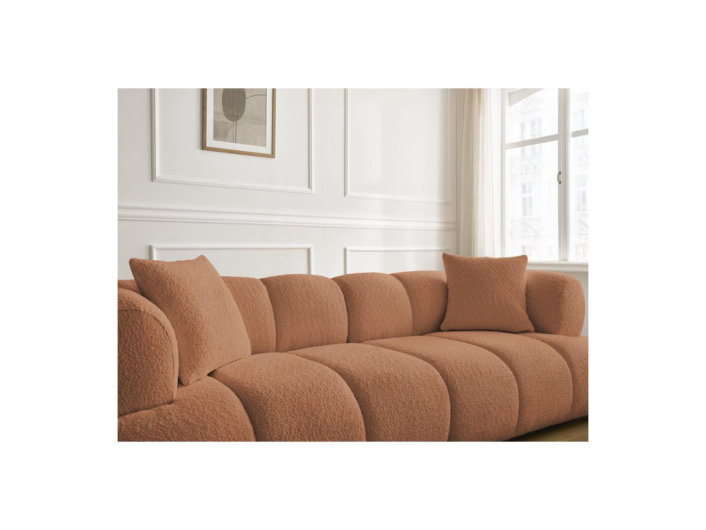 Pamira - Fixed Straight 3-Seater Sofa - Bouclé Fabric