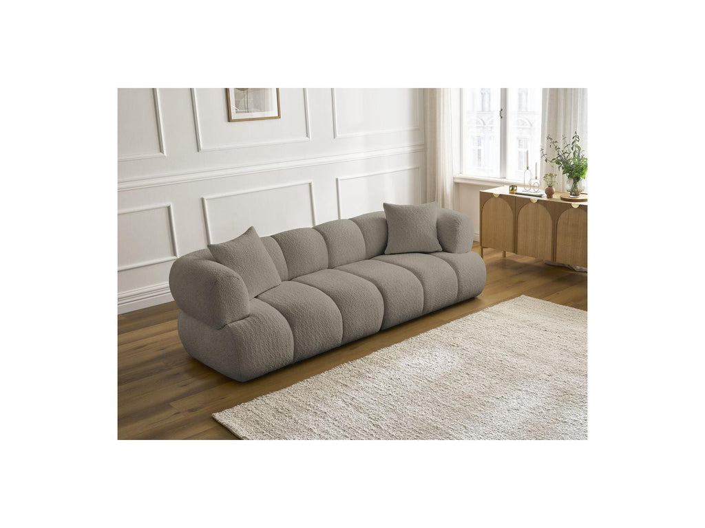 Pamira - Fixed Straight 3-Seater Sofa - Bouclé Fabric