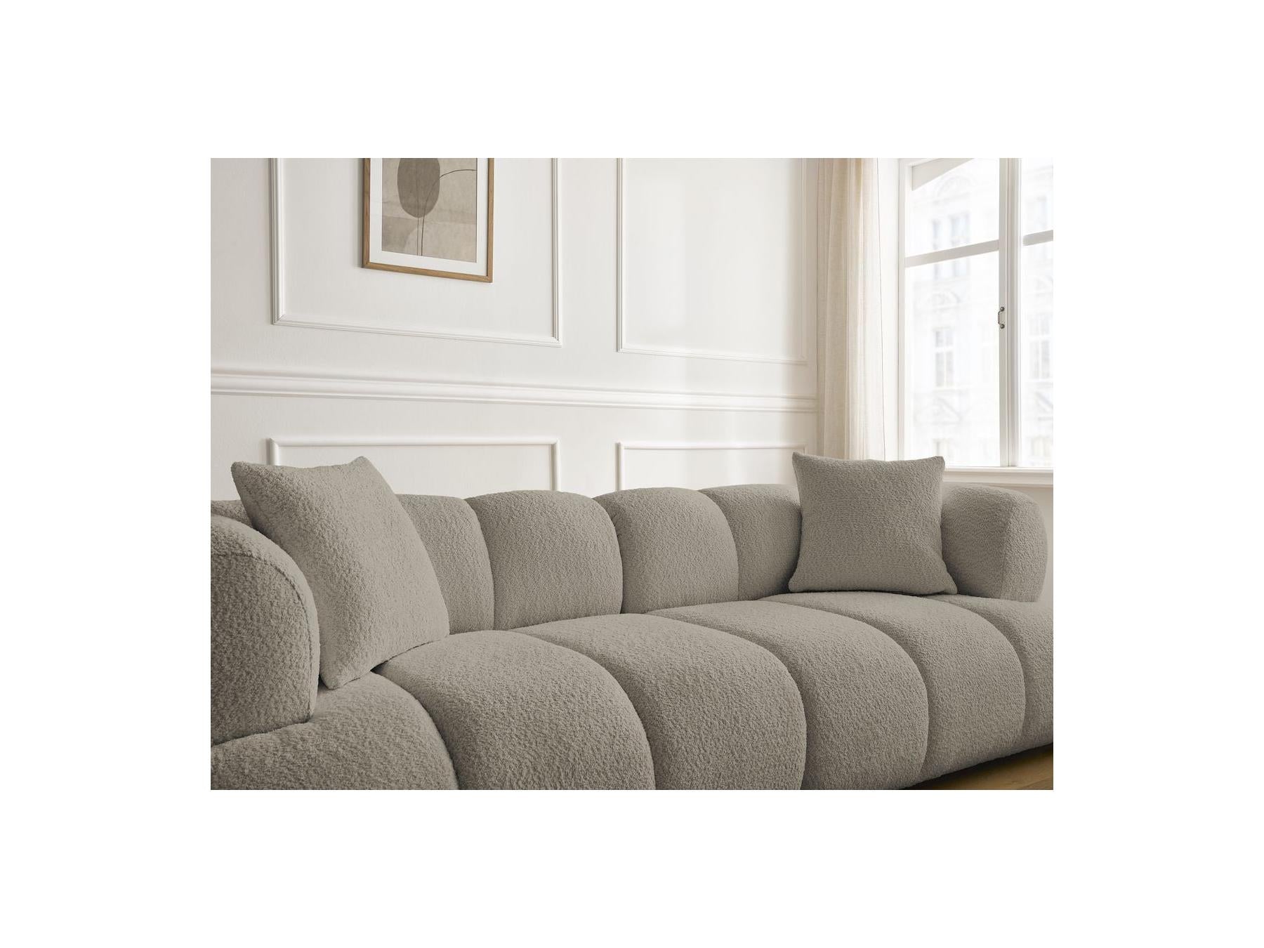 Pamira - Fixed Straight 3-Seater Sofa - Bouclé Fabric