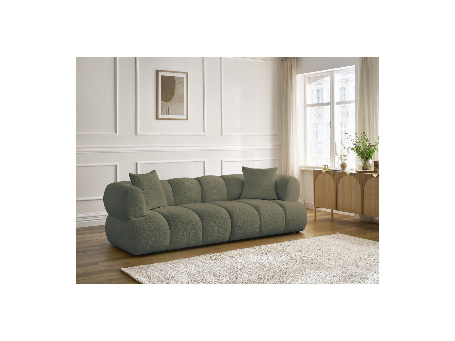 Pamira - Fixed Straight 3-Seater Sofa - Bouclé Fabric