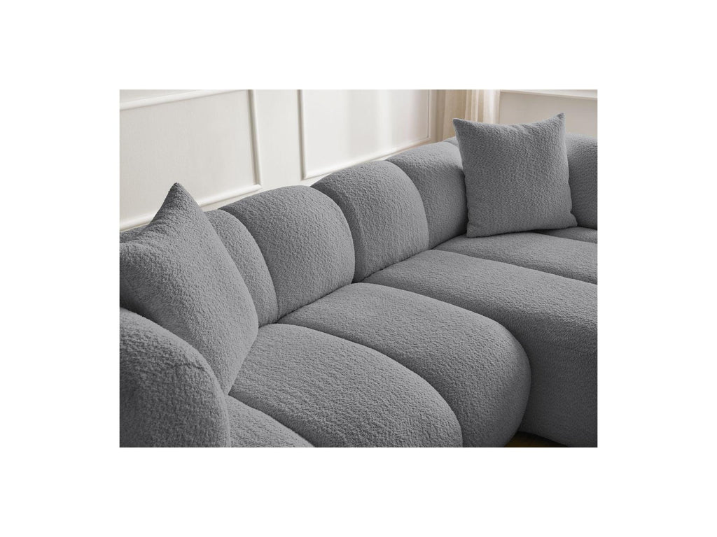 Pamira - Canapé D'Angle Fixe - Tissu Bouclette - Angle Droit