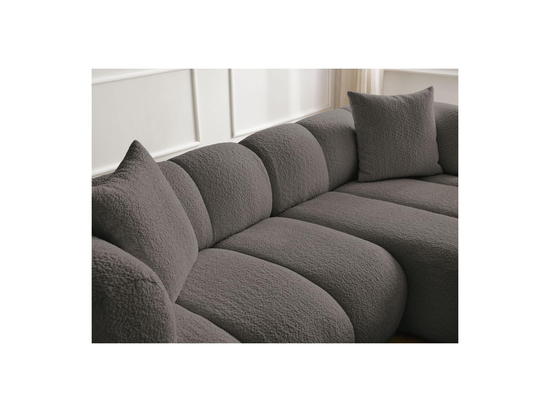 Pamira - Canapé D'Angle Fixe - Tissu Bouclette - Angle Droit