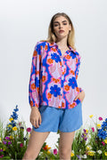 Jill Blue Flower Skjorte - Blå