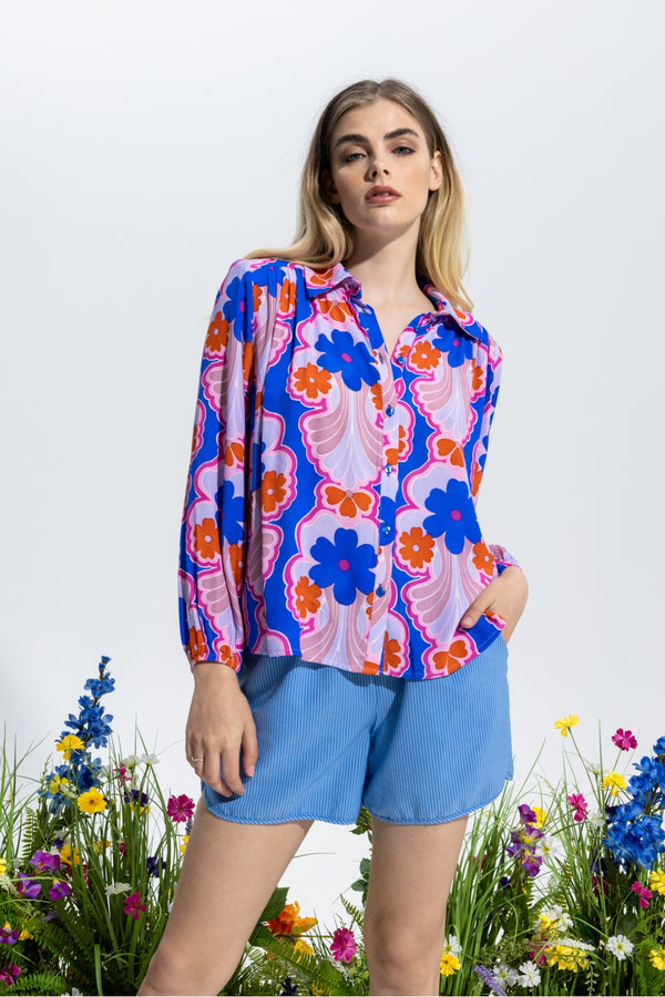 The Jill Blue Flower Shirt