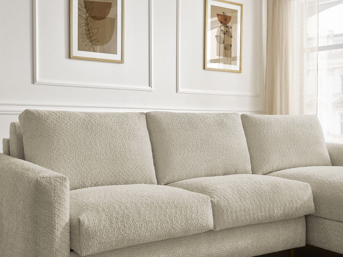 Cocoone - Sofá esquinero reversible convertible nuevo con apertura exprés - Tejido bouclé