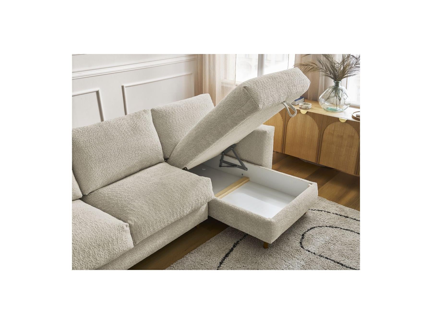 Cocoone - Sofá esquinero reversible convertible nuevo con apertura exprés - Tejido bouclé