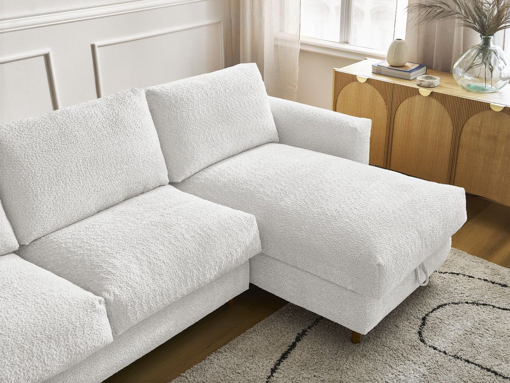 Cocoone - Sofá esquinero reversible convertible nuevo con apertura exprés - Tejido bouclé