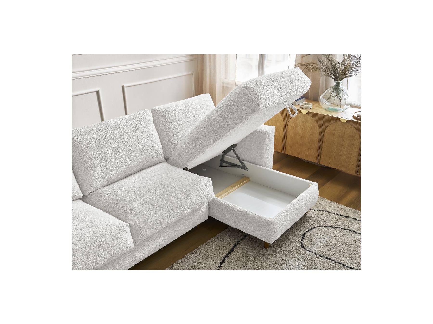 Cocoone - Sofá esquinero reversible convertible nuevo con apertura exprés - Tejido bouclé