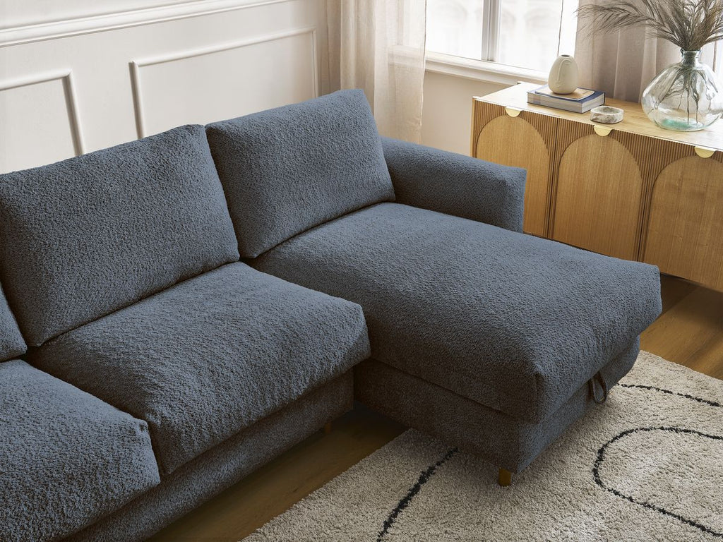 Cocoone - Sofá esquinero reversible convertible nuevo con apertura exprés - Tejido bouclé