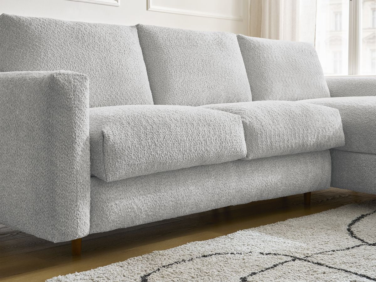 Cocoone - Sofá esquinero reversible convertible nuevo con apertura exprés - Tejido bouclé