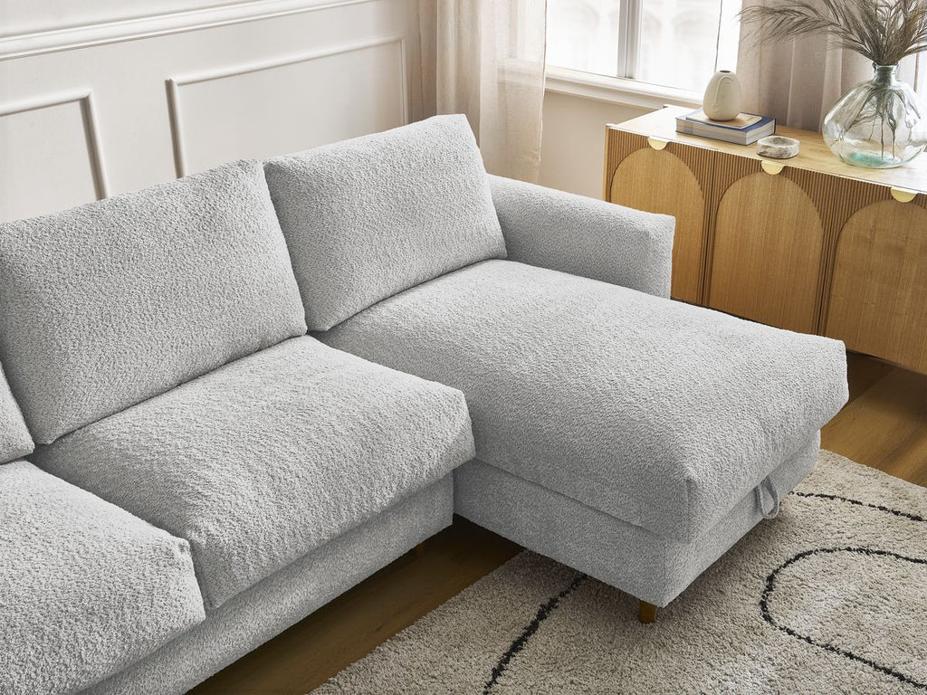 Cocoone - Sofá esquinero reversible convertible nuevo con apertura exprés - Tejido bouclé