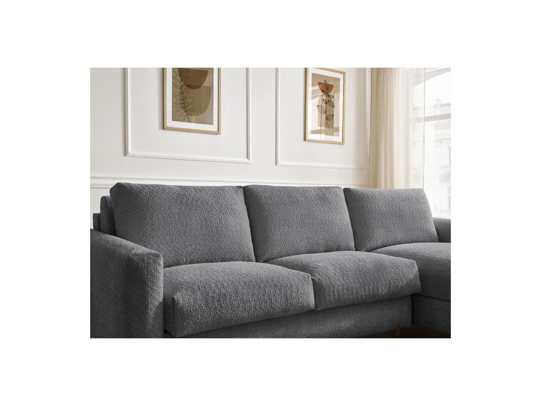 Cocoone - Sofá esquinero reversible convertible nuevo con apertura exprés - Tejido bouclé